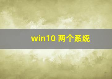 win10 两个系统